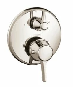 Buy 🌟 Hansgrohe C 8 gpm Thermostatic Faucet Trim with Double Lever Handle in Polished Nickel 🎉